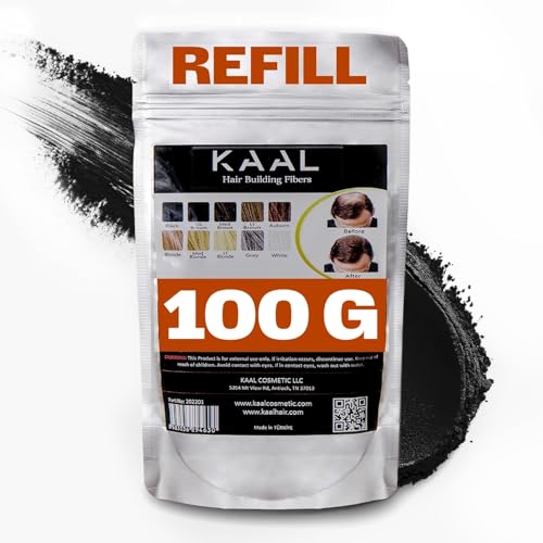 KAAL Hair Fiber Refill Pack (3.53 oz, Black) for Thinning Hair - Concealing Powder for Men and Women Experiencing Hair Loss