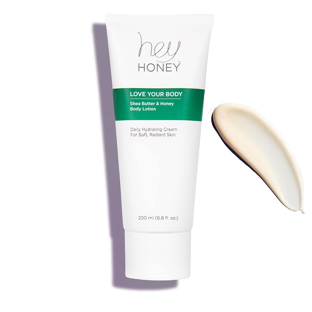 Hey Honey Skincare Love Your Body Shea Butter & Honey Body Lotion | All Over Body Moisturizing For Dry Skin Softens & Replenishes While Providing A Natural Glow & Skin Elasticity | 6.8 Oz.