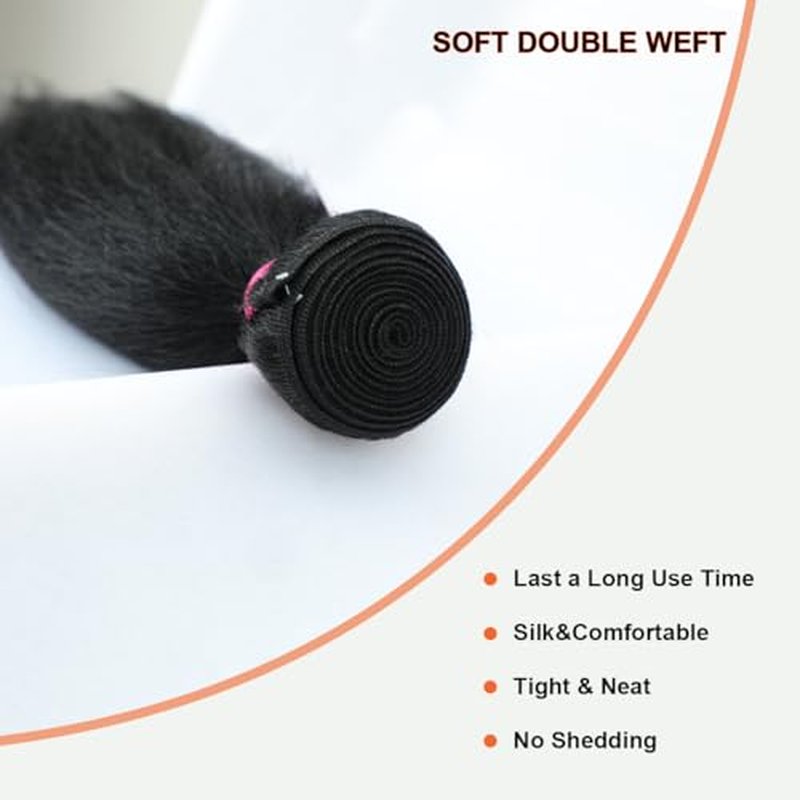 Yaki Straight Bundles Kinky Straight Bundles Human Hair 22 Inch 12A 100% Unprocessed Brazilian Virgin Human Hair Bundles for Black Women Natural Black Raw Remy Hair Extension 1 Bundle