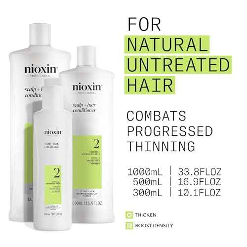 Nioxin System 2 Scalp + Hair Thickening Conditioner for Natural Hair with Progressed Thinning | Boost Hair Density with Niacinamide & Biotin | Refreshed Scalp with Healthy Shine