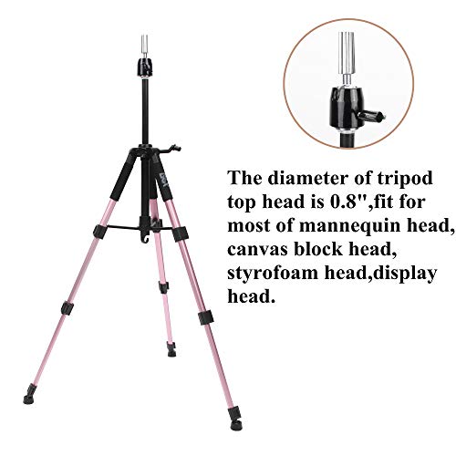 GEXWORLDWIDE GEX 55" Mannequin Tripod Stand Canvas Block Training Doll Manikin Head Wig Stand for Cosmetology Hairdressing (Rose Gold)