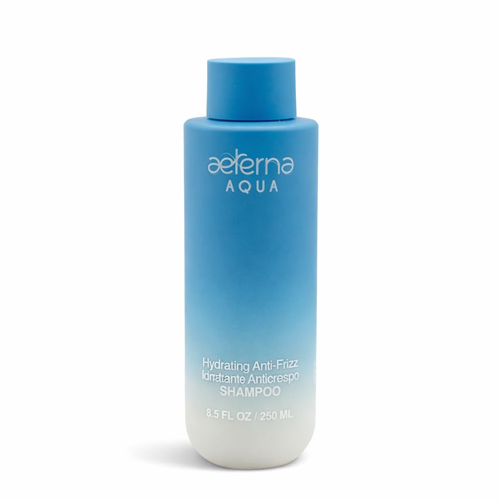 Aeterna AQUA Hydrating Anti-Frizz Shampoo – Color-Safe, Sulfate-Free – With Aloe Vera, Almond & Linseed Oil for Smooth, Strong & Healthy Hair – 250ml