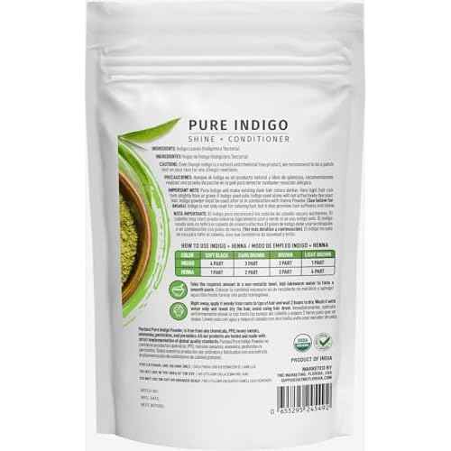 Pardesi Indigo Powder I USDA Organic I 7.05 oz (200 Gram) | Natural Hair & Beard Dye I Unisex I Amonia and PPD Free I Includes Gloves, Hair Cap and Applicator I From India