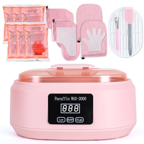 Paraffin Wax Machine for Hand and Feet - 3500ml Hot Wax Hand Wax Machine with 6 Pcs Paraffin Bath Wax, Auto-time and Keep Warm Paraffin Hand Wax Machine(Pink)