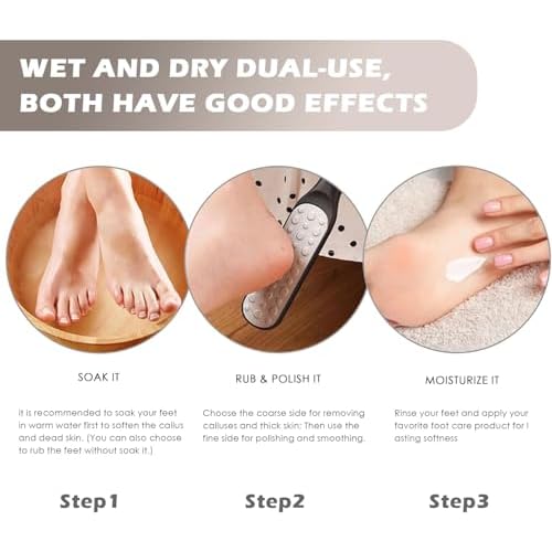 2 Pack Pedicure Foot Files Callus Remover with Double Sided Feet Rasp for Dead Skin. Can be Used on Both Wet and Dry feet (Black & White)