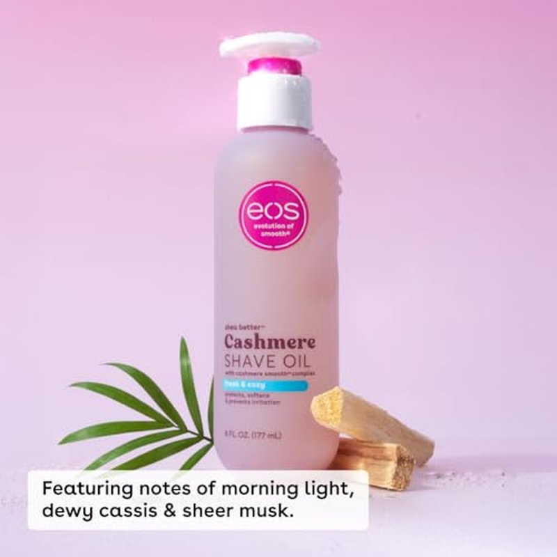 eos Cashmere Shave Oil, Fresh & Cozy, Soothing Moisturizing, Prevents Irritation Razor Burn, Bikini Area-Approved, Body Care, 6 fl oz
