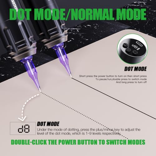 Dragonhawk A1 Beginner Tattoo Kit, Cordless Complete Pro Tattoo Gun Pen Machine Kit, Cartridges Tattoo Machine Needles