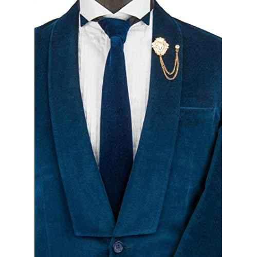 Knighthood Vintage Men Golden Crowned Lion King With Stone Hanging Chain Brooch Pins Lapel Pin, Suit Coat for Women Accessories