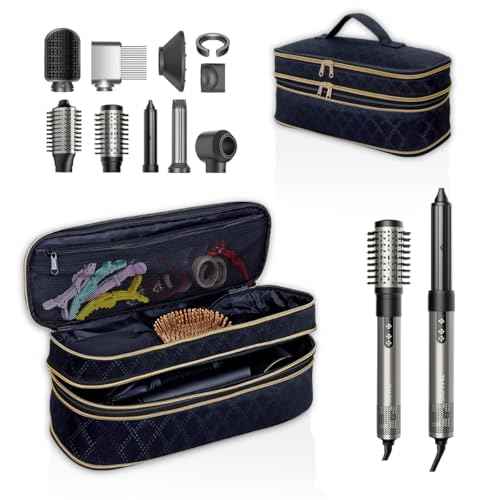 Hair Dryer Travel Carrying Case, Curling Iron Storage Bag, Slim Expandable Handheld Dual-Layer Travel Storage Bag for Dryer/Hair Tool Organizer/Style Organizer