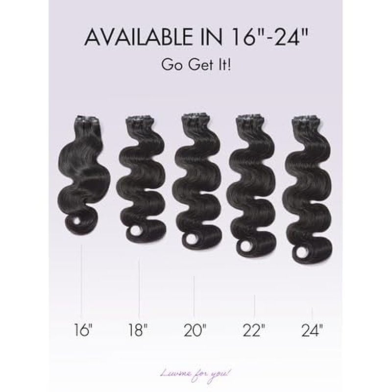LUVME HAIR Human Hair Extensions Fullness with 1 Pack, 135g 9pcs Body Wave Natural Black Clip in Hair Extensions 100% Real Soft Human Hair Black Hair 16 Inch