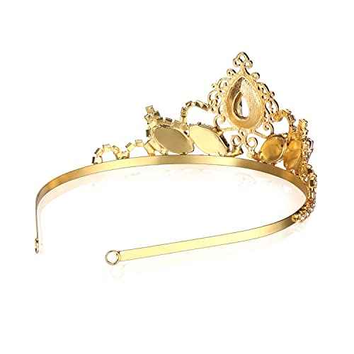 Pink Rhinestone Princess Tiaras Fairy Bridal Headpiece Birthday Halloween Gold Crown for Teen Girl