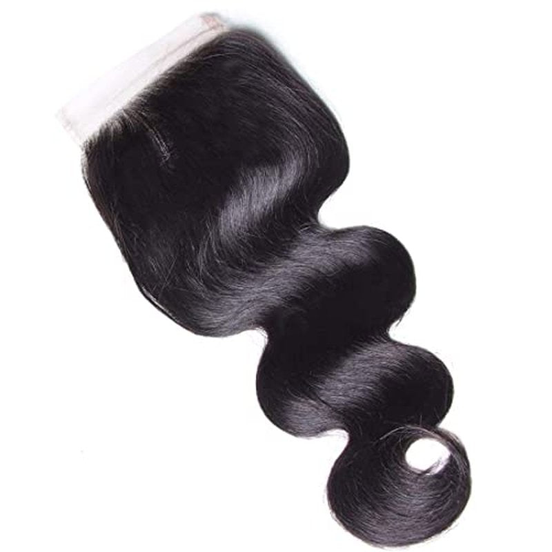 Nadula Hair 12A Body Wave 4x4 lace Closure Free Part, 100% Unprocessed Brazilian Human Virgin Hair Top Swiss Lace Closure with Baby Hair Natural Black Color 16 inch