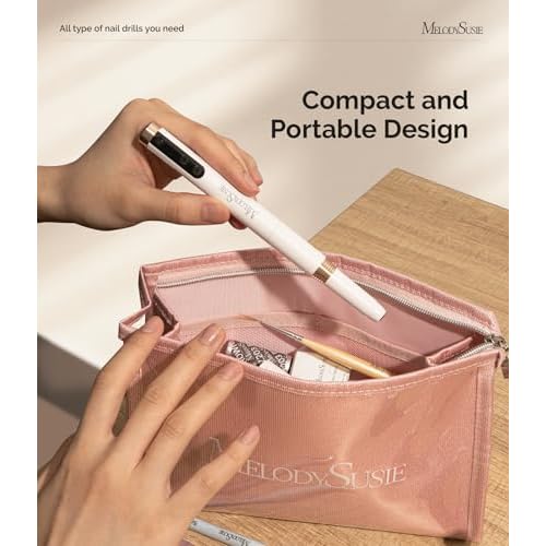MelodySusie Manicure Cordless Nail Drill PM170F White, 30,000RPM Ultra Fine Portable Electric Nail File, Low Noise & Low Vibration, Coreless Motor with Bits & Ultra Fine Sanding Bands for Beginners