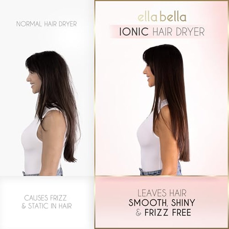 ELLA BELLA¢ç Professional Ionic Hair Dryer with Diffuser ? Negative Ion Blow Dryer ? Suitable All Hair Types ? Intelligent Heat Control & Rapid Drying Speeds ? Lightweight Design ? Low Noise Technology