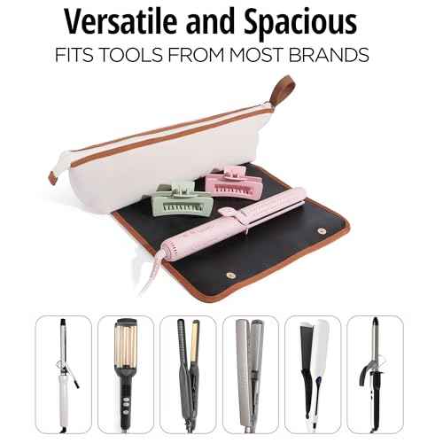 Hair Tools Travel Bag with Heat Resistant Mat, Large Hot Tool Organizer Bag, Curling Iron/Flat Iron Travel Case, Carrying Case for Hair Styling Tools, Travel Must Haves, Travel Essentials for Women