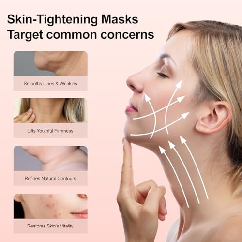 V-Line Lifting Collagen Mask for Double Chin Reduction | Chin Strap & Neck Firming Mask | Hyaluronic Acid, Aloe Vera, Cica for Firming and Sculpting | 5 Pcs (Unisex)