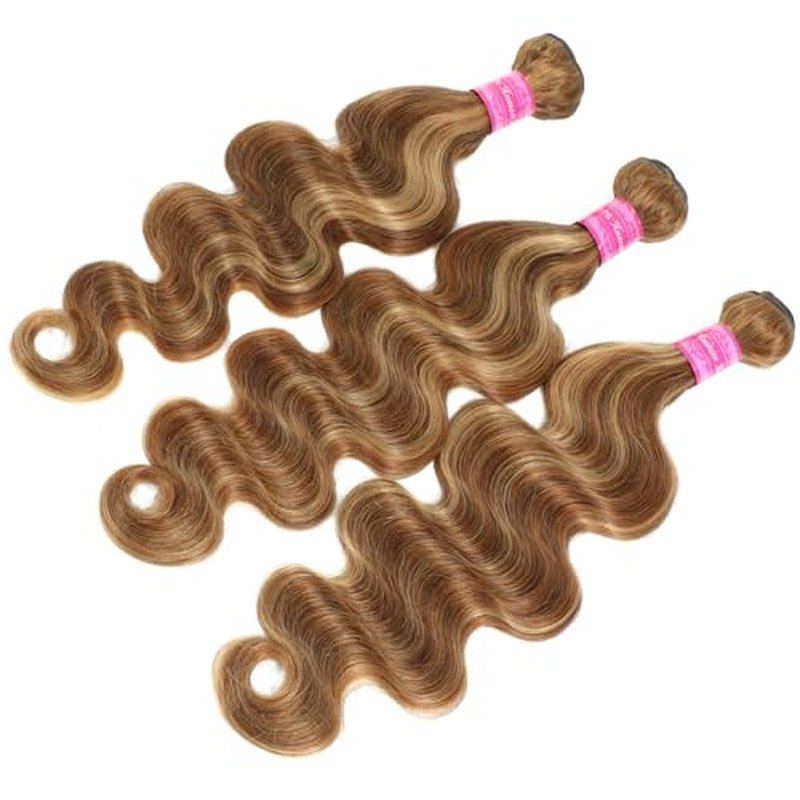 Honey Blonde Highlight Body Wave Bundles Human Hair 100% Unprocessed Brazilian Virgin Hair Ombre Brown Body Wave Bundles Human Hair Extensions Piano Color