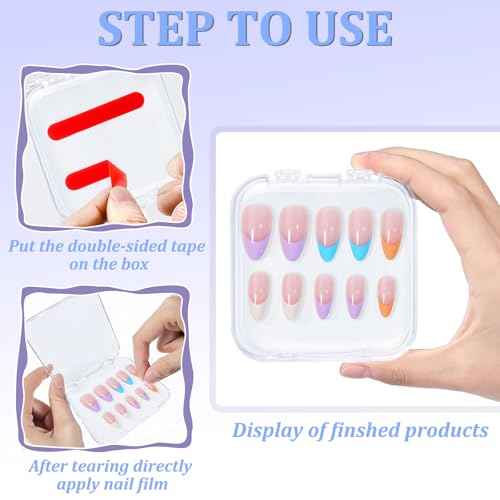 Press on Nail Box,30 Sets Display Case Artificial Nail Display Storage Box with 60 Pcs Adhesive Double Sided Tape Acrylic Nail Box Press On Nail Packaging for Nail Salon