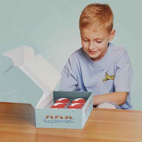 6pc Sporty Kids Bath Bombs with Surprise Inside - Perfect for Birthdays, Holidays (Football)
