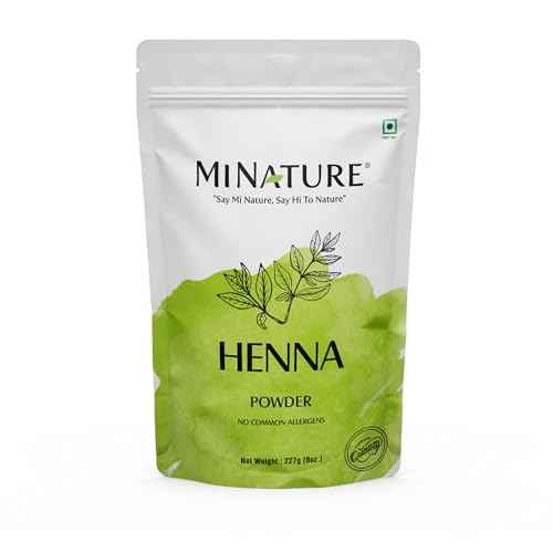 Mi Nature Pure Henna Powder (Lawsonia Inermis) 227g (8 oz)- Natural Plant-Based Hair Coloring & Conditioning Treatment - Herbal Hair Care Formula - No Added Preservatives