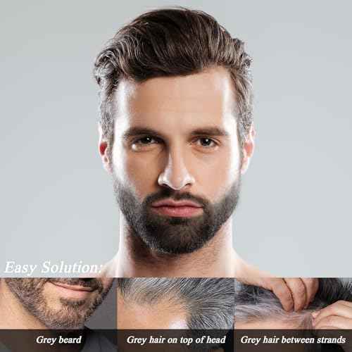 Beard Touch Up for Men, Instant Gray Hair Cover Stick, Built-In Comb for Seamless Blending, Cream Concealer, Quick Temporary Cover