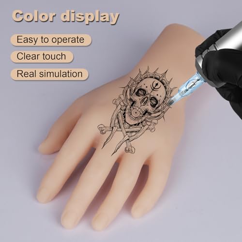 Tattoo Practice Hand with Wrist - Autdor Left Tattoo Fake Hand with Short Arm Silicone Hand Model Fake Skin Tattoo Practice Skin for Tattoo Training or Display for Tattoo Supplies Tattoo Artists