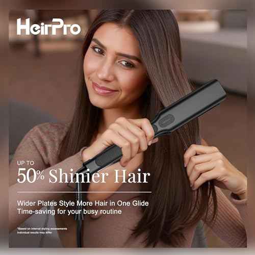 Ceramic Flat Iron Hair Straightener with 3D Floating Plate,Hair Iron Straightener with 15 Temps for Thick Hair | Ergonomic Silicone Handle | LCD Display | Dual Voltage (1 1/2 in)