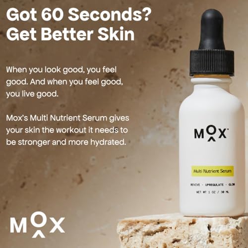 MOX Men's Multi Nutrient Serum, 1 Fl Oz, Hydrating & Anti-Aging with Premium Vitamin C + Squalane. 5 Vitamins, No Fillers, All Skin Types