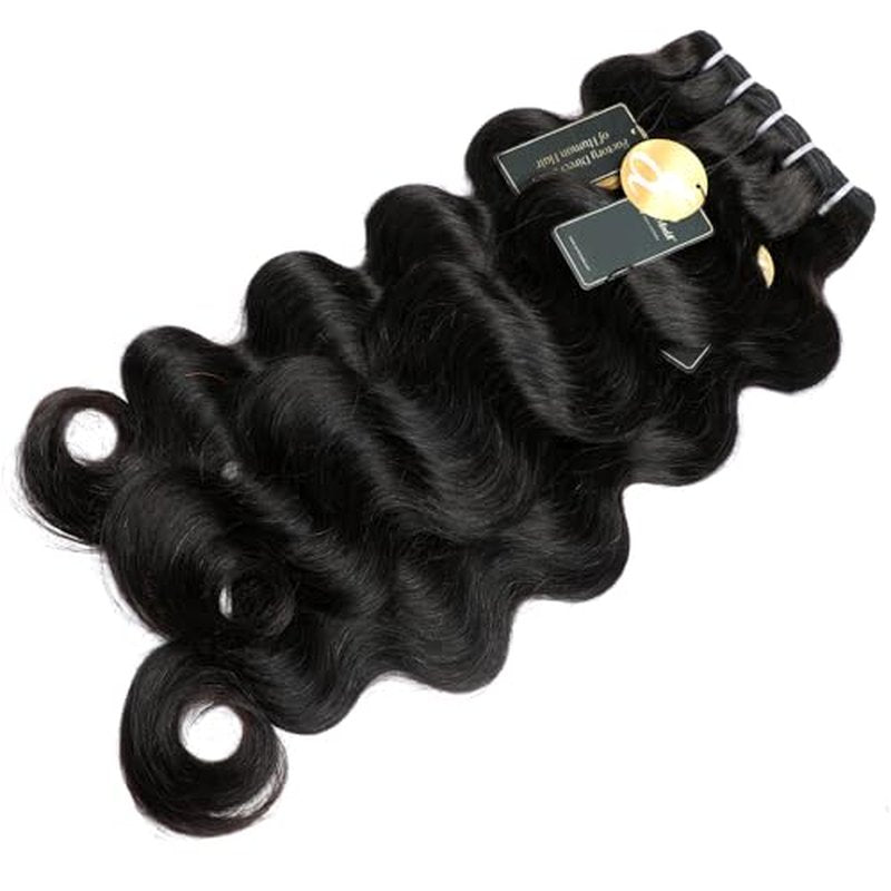 Perismoda Body Wave Human Hair Bundles 15A Raw Human Hair Bundles 100% Unprocessed Brazilian Virgin Human Hair Extensions 30 Inch Quick Weave Hair Extensions Natural Color