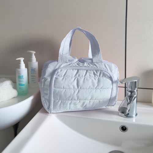 Women's cosmetic bag storage bag, travel toiletry bag, suitable for storing cosmetics and toiletries, soft and foldable for easy storage (sky blue)