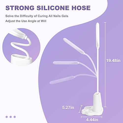 Saviland Goose Neck U V Nail Lamp: Flash Cure LED Nail Lamp 360¡Æ Rotatable Hands-Free 2-in-1 Gel Polish Curing Nail Lights with Nail Brush Holder Nail Art Nail Salon Manicure Home DIY
