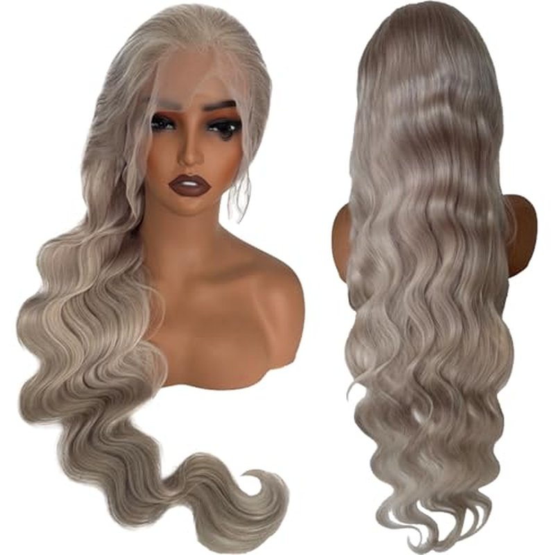 Grey Lace Front Wigs Human Hair Pre Plucked with Natural Hairline 13x6 Glueless Wigs Human Hair 180 Density Body Wave Lace Frontal Wig 24 Inch