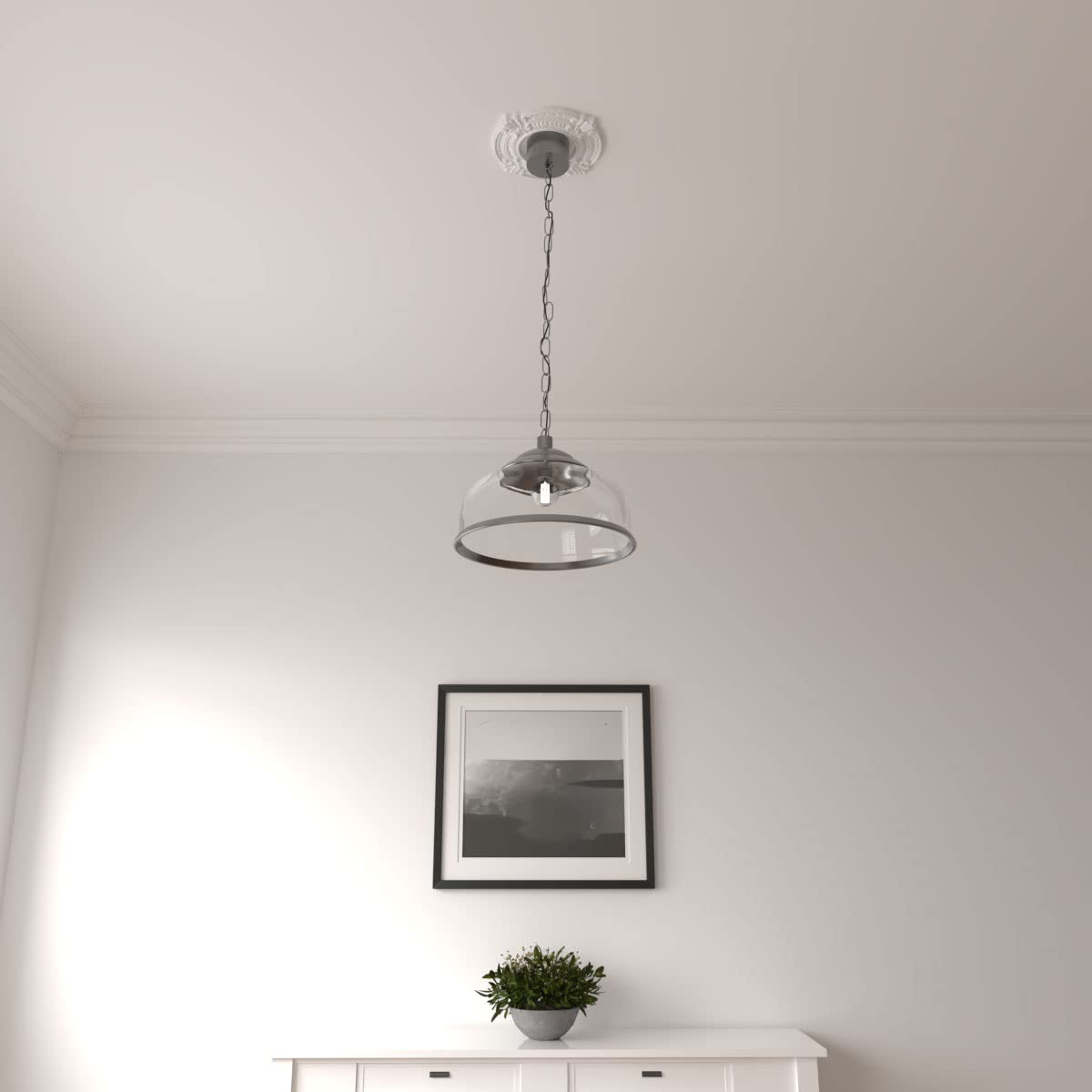 Ekena Millwork CM09BN Benson Ceiling Medallion, 9"OD x 4 1/8"ID x 5/8"P, Primed