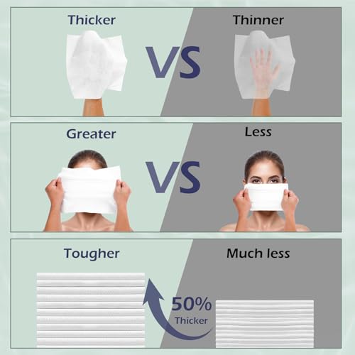 Disposable Face Towel, Clean Towel, Extra Large 12" x 10", Soft Dry Wipe Face Wash, Makeup Remover, Biodegradable Towelette for Sensitive Skin 160 Count (2 Pack)