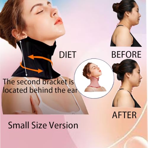 Neck braces for neck pain and support Chin strap for sleeping Neck wrinkle patches and double chin reducer stretcher (BLACK, M)