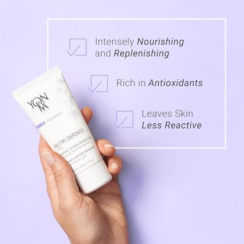 Yonka Nutri-Defense Creme, Nourishing Dry Skin Facial Moisturizer, Rich Shea Butter Treatment Cream with Prebiotics and Probiotics, Dry and Sensitive Skin, Paraben-Free