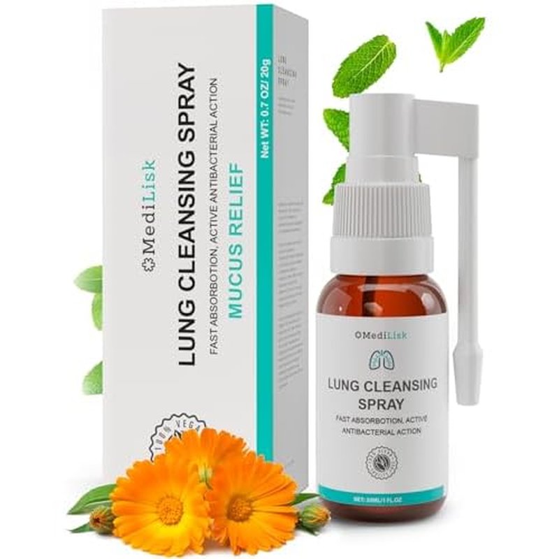 MediLisk Lung Cleansing Spray ? Respiratory Support, Mucus Relief and Lung Cleanse ? Support for Lung Detox for Smokers ? Herbal Extract Formula ? Hypoallergenic, Non-Steroidal ? 1 oz ? Pack of 1