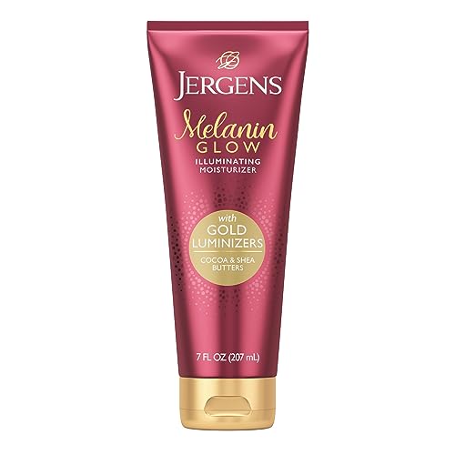 Jergens Hand and Body Lotion, Melanin Glow Illuminating Moisturizer, with Gold Luminizers, 7 Oz