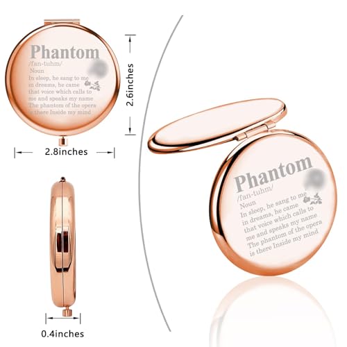 UJIMS Opera Drama Lover Gift Phantom Mask and Rose Compact Mirror Musicals Phantom Gift for Fans (Phantom Mirror)