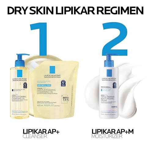 La Roche-Posay Lipikar AP+ Gentle Foaming Cleansing Oil, Gentle Oil Cleanser for Face and Body Formulated with Niacinamide, Long-Lasting 24-hour Hydration, Fragrance-Free & Soap Free