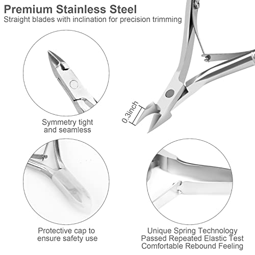 Metal Nail Cuticle Trimmer with Cuticle Pusher and Cutter, 2 PCS Professional Cuticle Remover Tool Kit, Cuticle Cutter Set, Cuticle Nippers, Cuticle Clippers for Women, Manicure Pedicure Tool