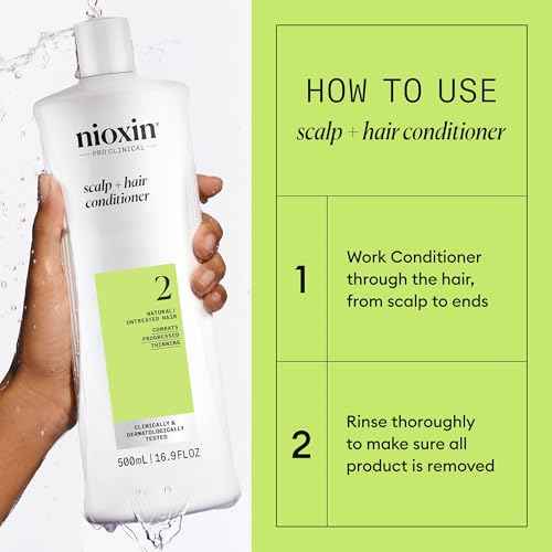 Nioxin System 2 Scalp + Hair Thickening Conditioner for Natural Hair with Progressed Thinning | Boost Hair Density with Niacinamide & Biotin | Refreshed Scalp with Healthy Shine