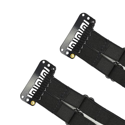 2 Pcs Facelift Bands with Clips Invisible Face Stretching Lifting Strap Adjustable Elastic Band Face Slimming Band (24cm Black Double Bands)