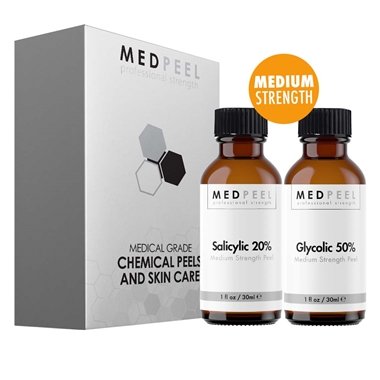 Alpha & Beta Hydroxy Acid Peel Kit - 20% Salicylic & 50% Glycolic | Medium Strength Chemical Peels, 1oz/30ml (Set of 4)