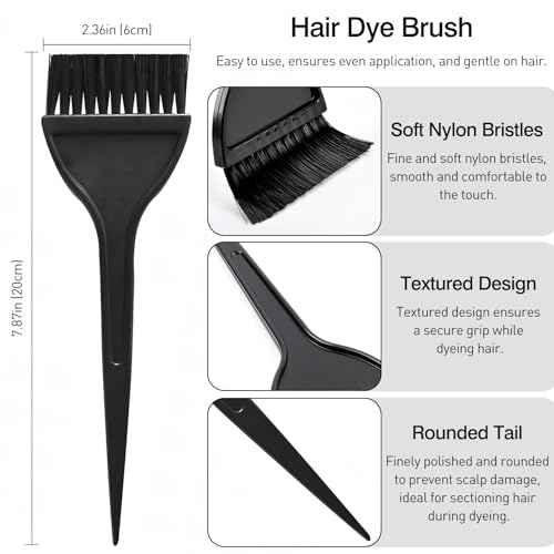4-Piece Balayage Highlighting Kit - Black Nylon Combs & Brush for Salon & Home Use