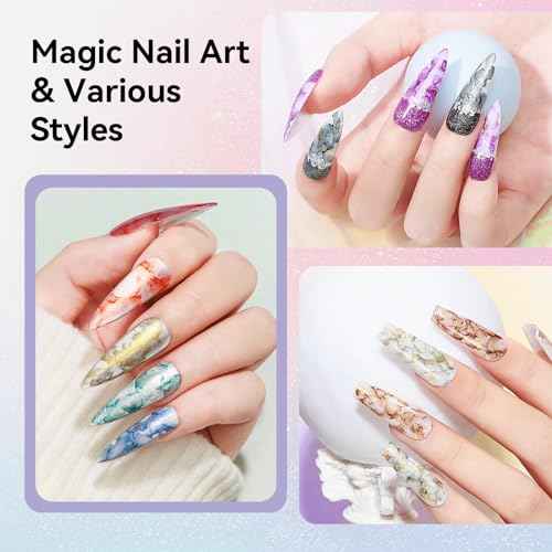 MIZHSE Marble Nail Polish Set, 12 Colors Marble Ink for Nails Glitter Effect Nail Ink Blooming Gel Watercolor Nail Polish for Nail Art Design Manicure at Home