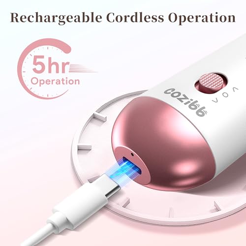 Electric Nail Drill, 8-in-1 Cordless Electric Nail File with LED Light, 5 Speeds Rechargeable Manicure and Pedicure Kit Hand Foot Care Tool for Nail Grinder Trim Polish for Women Baby