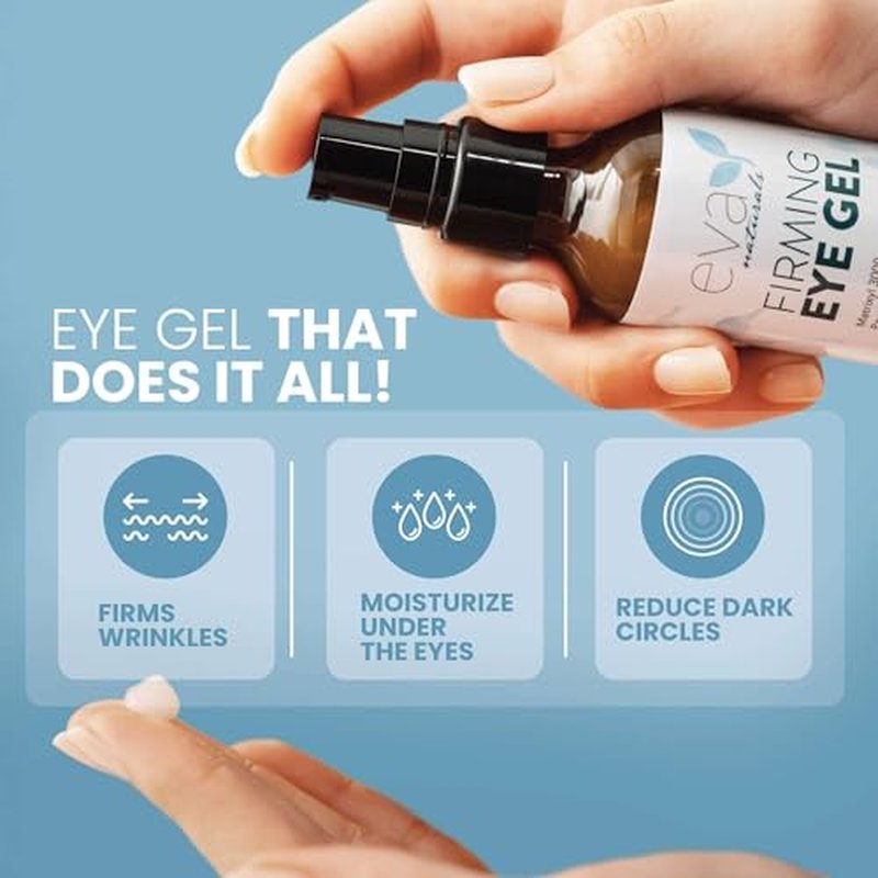 Eva Naturals Eye Gel for Dark Circles, Bags & Puffiness ? Anti-Aging Serum with Peptides, Hyaluronic Acid & Botanicals ? Firming Under Eye Treatment for Wrinkles, Fine Lines & Tired Skin ? 2 oz