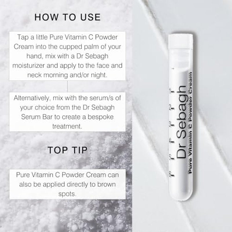 Dr Sebagh ? Pure Vitamin C Powder Cream [Clinically Proven Radiance] ? Glow Boosting Skincare ? Vitamin C Powder Cream for Dark Spots, Face & Acne ? (0.07 oz, 5 Pack)