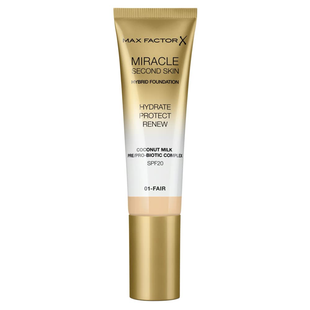 Max Factor Miracle Second Skin Foundation - SPF 20 | Fair Shade, 1.01 oz for Women